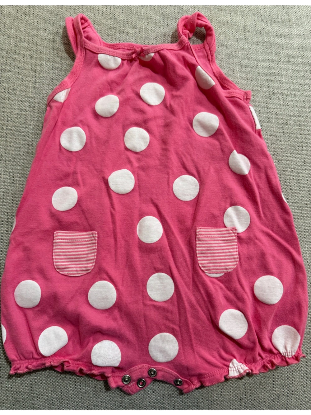 Carter's Pink Polka Dot Romper with White Dots - 100% COTTON